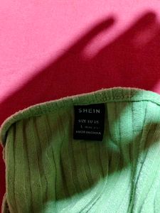 Shein Green Ribbed Crop Top