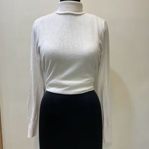 White Turtle Neck Top