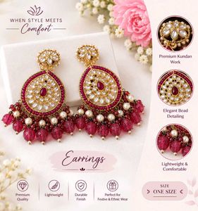 Elegant Kundan & Pearl Dangle Earrings