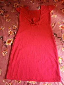 Vibrant Red Tie-Front Dress