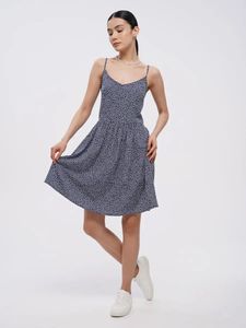 Navy Ditsy Strap Mini Dress 🫐