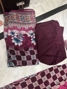 purple Floral Print Kurta Set
