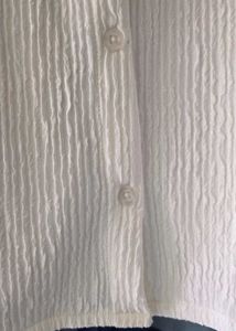 White Textured Button-Up Shirt