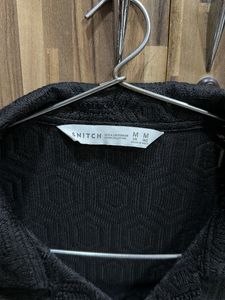 Men's Textured Black Short Sleeve Shirt