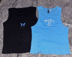 2 Pack Women's Tank Tops - Black & Blue