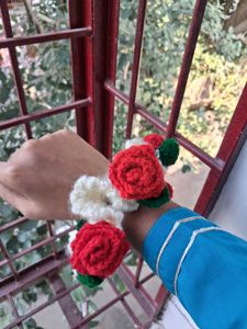 Handmade Crochet Rose gajra Scrunchie