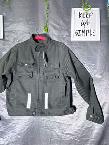 Men's Grey Striped Bomber Jacket