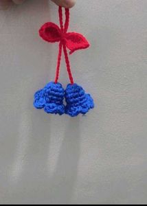 Handmade Crocheted Cherry bag charm