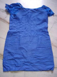 Blue Textured Mini Dress