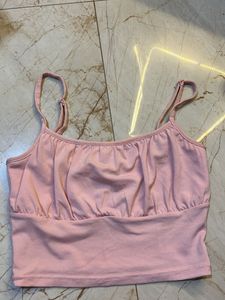 Cute Pink Spaghetti Strap Crop Top