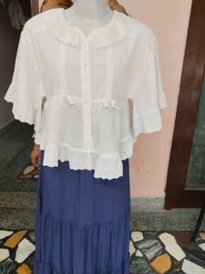Sale 🔥CAMAIEU Paris Tiered Blue Maxi Skir