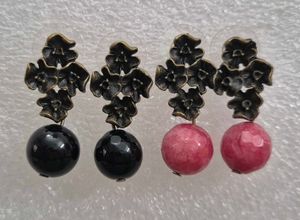 Elegant Floral Drop Earrings with Gemstone Beads
