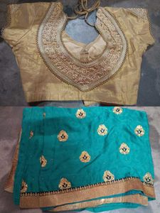 Total New Elegant Green Soft Silk Saree with Blous