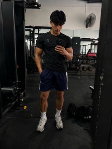Navy Blue Gym/Sports Shorts with White Strips