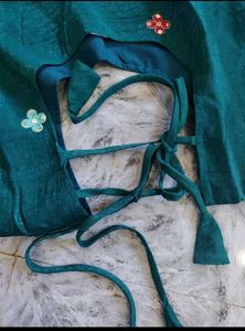 Embroidered Teal Kurta Set with Palazzo &amp; Dupatta