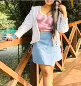 Light Blue Denim Wrap Skirt
