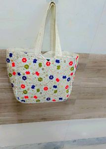 Embroidered Floral Tote Bag