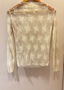 Sheer Lace Floral Long Sleeve Top
