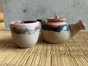 Artist Made Piggy Pot &amp; Cup
