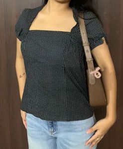 Polka Dot Square Neck Top
