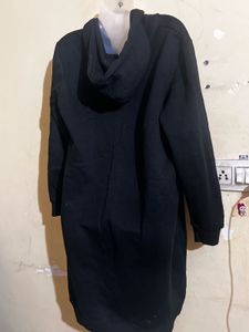 Black Longline Zip-Up Hoodie