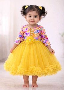 Floral Yellow Tulle Dress
