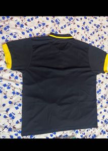 Men's Navy Polo T-Shirt with Yellow Accents