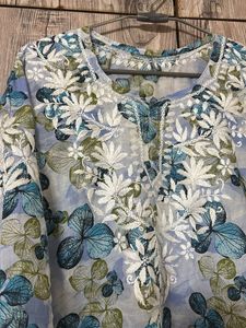 Embroidered Blue Floral Kurta