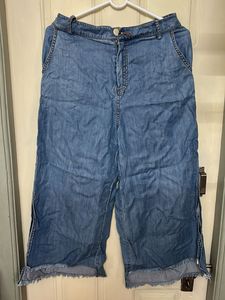 Denim Culottes with Frayed Hem