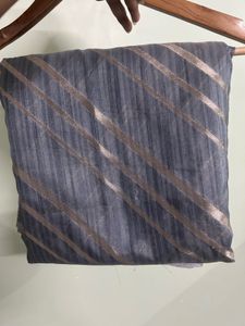 Elegant Grey Striped Saree