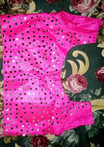 Sparkling Pink Mirror Work Blouse