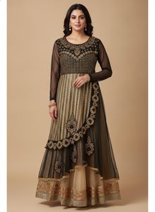 Elegant Black & Gold Embellished Gown