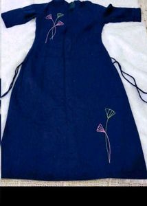 Navy Blue Embroidered Kurta Set