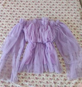 ethereal lilac tulle off-the-shoulder top💜