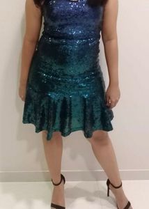 Sparkling Sequin Ombre blue Mini Dress
