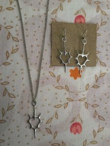 Unique Heart Pendant Necklace gothic style with ea