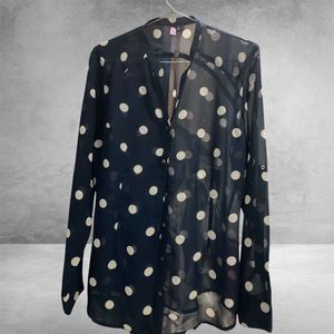 Chic Navy Polka Dot Sheer shirt