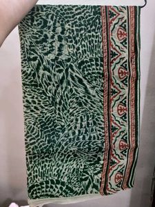 Green Leopard Print Kashmiri Silk Saree