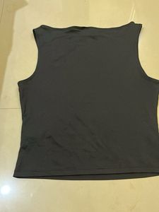 Black Sleeveless Boat Neck Top