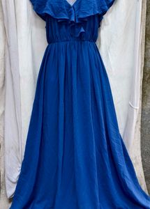 I. Elegant Blue Ruffled Maxi Dress