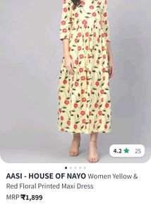 Elegant Yellow Floral Print Maxi Dress....