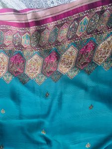 Vibrant Teal Saree
