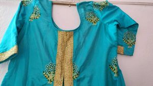 Beautiful Teal Kurta with Gold Embellishments