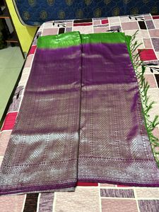 Purple &amp; Green Banarasi Silk Saree
