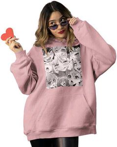 Pink Anime Oversized Fleece Hoodie