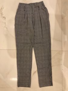 High-Waisted Plaid Trousers