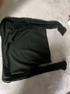 Elegant Black Lace Sleeve Top