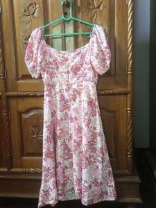Floral Puff Sleeve Midi Dress