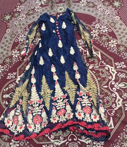 💙 Royal Navy Blue Embroidered Anarkali Dress