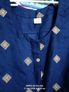 Stylish Navy Blue Embroidered Kurta